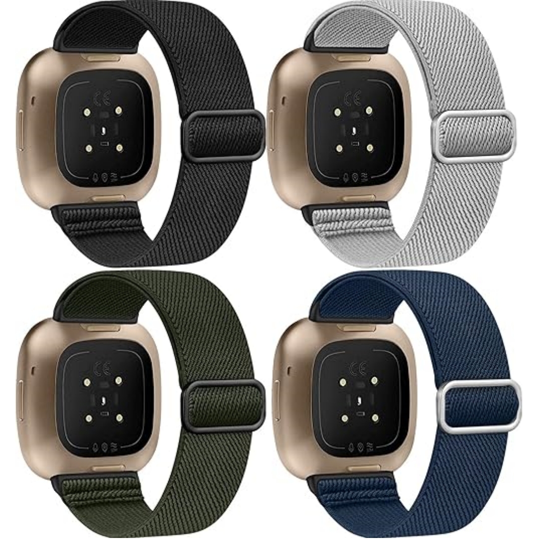 Paski fitbit versa 3/4 i sens /2 – elastyczne paski sportowe, męskie/damskie: Czarny