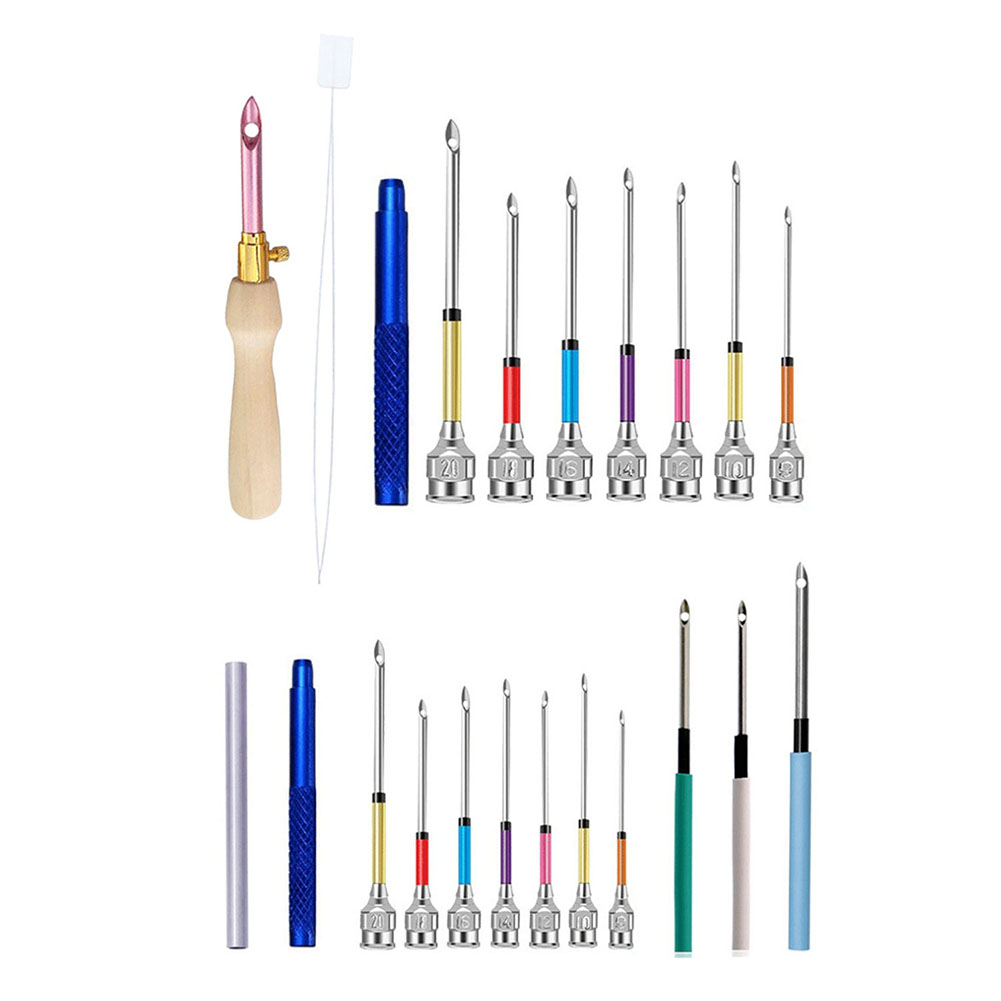 Punch Needle Embroidery Kits Wooden Yarn Punch Needles Threader Crochet Knitting DIY Craft Poking Cross Stitch Applique