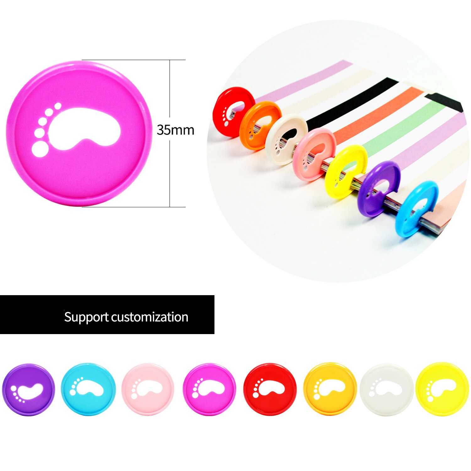 100pz 35 millimetri discoteca discoteca Legante taccuino Vincolante Vincolante Anello sciolto-foglia Dischi Fungo discoteca con Fori taccuino Legante anello Raccoglitore Ad Anelli