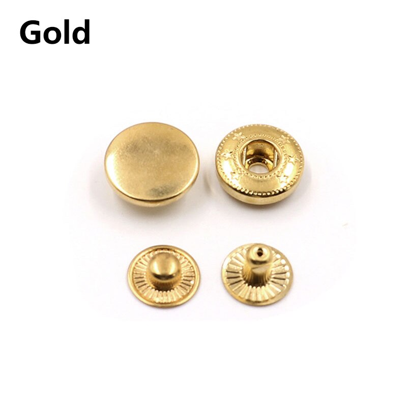 10 Sets 10-20mm Copper Material Four Buckle Pack Metal Press Studs Sewing Button Snap Fasteners Sewing Leather Craft Clothes Bag: Gold Color / 17mm