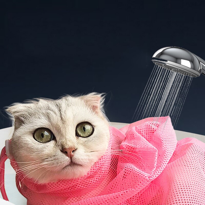 Mesh Cat Grooming Bath Bag Cats Adjustable Washing Bags For Pet Bathing Nail Trimming Injecting Anti Scratch Bite Restraint