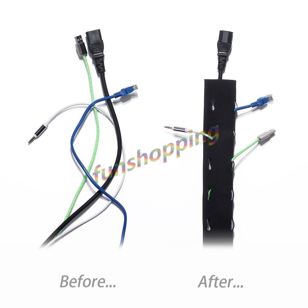4pcs 1.2m Cable Management Sleeve Flexible Neoprene Cable Wrap Wire Cord Hider Cover Organizer System for PC/TV/Office/Phones