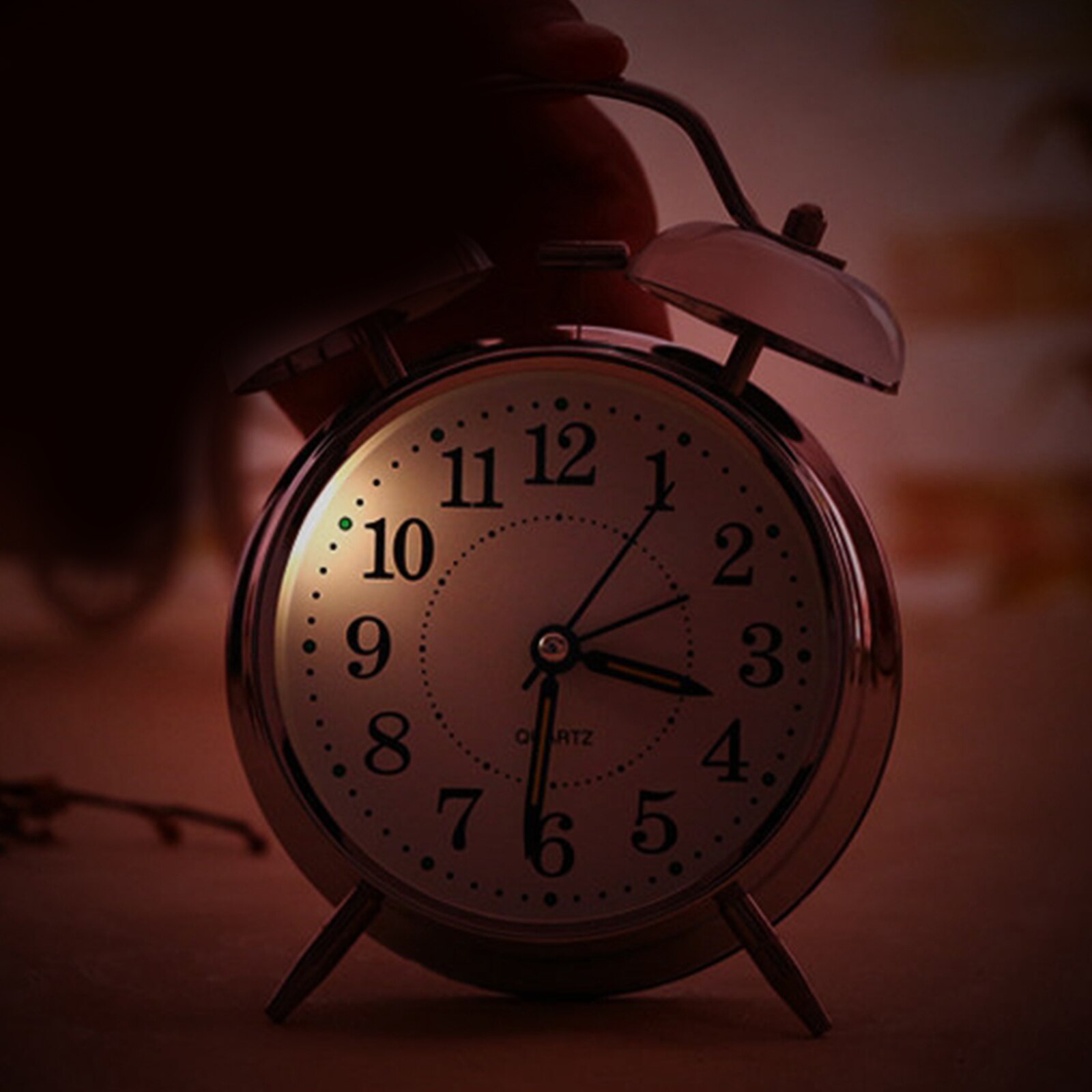 3inch Classic Analog Twin Bell Alarm Clock with Night Light, Large Number,