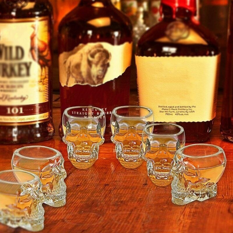 4/2/1Pcs Crystal Skull Head Vodka Whiskey Shot Glass Cup Transparent Drinkware Whiskey Home Bar Beer Cup
