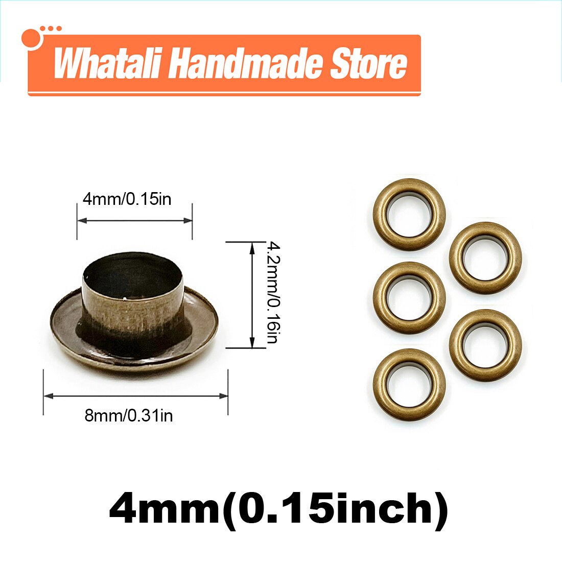 200Pcs 4Mm Gat Metalen Oogjes Grommets Met Wasmachine Punch Set Tool Diy Kleding Schoenen Riem Cap Tags leathercraft Accessoires: Copper