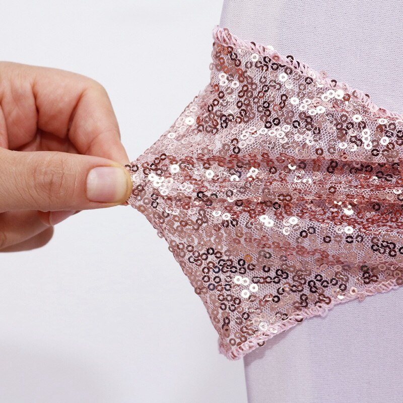 Sequin Chair Bands Stretch Spandex Chair Sash Band with Round Buckle for Wedding Events Banquet Decoration Party Supply