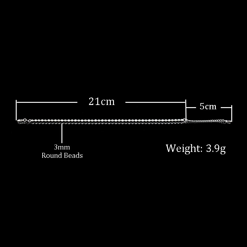 nuovo classico semplice piccolo il giro sfera perlina cavigliere catena per gioielli da donna in argento sterlina 925 con cinturino alla caviglia
