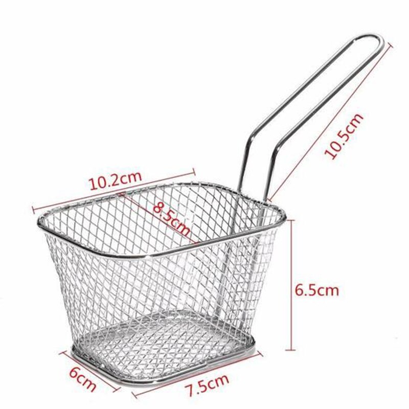 1pc metallkurver i rustfritt stål servering av mat presentasjon kokeverktøy pommes frites kurv mini yngel oppbevaring kjøkken husholdningsartikler