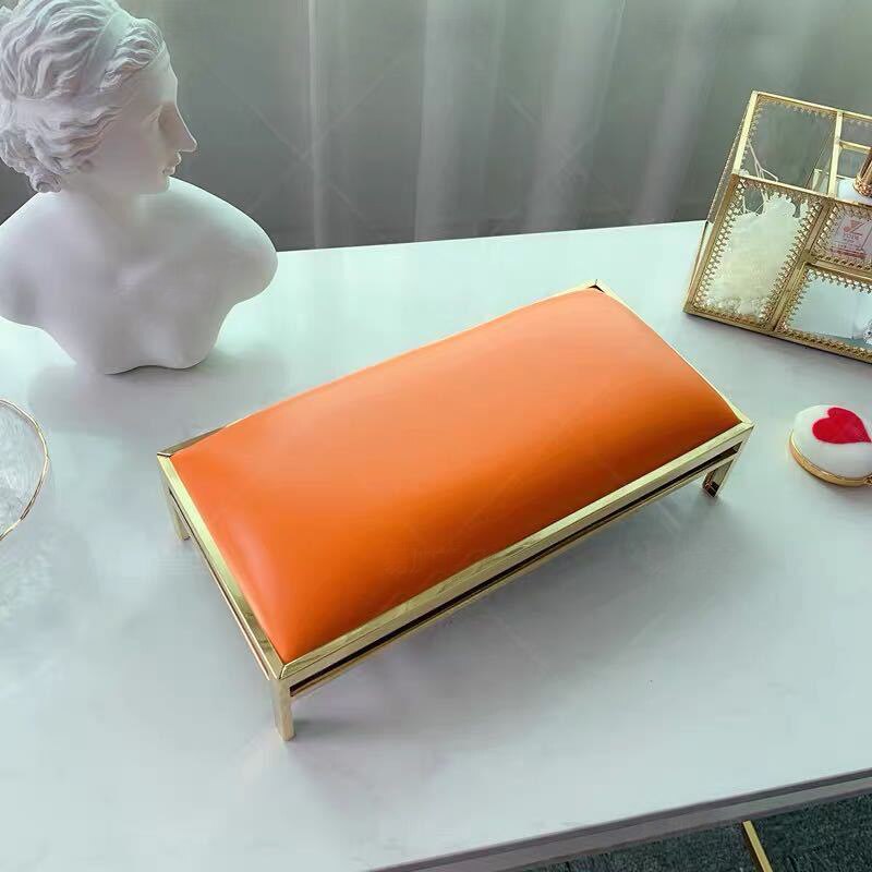 ANGNYA Luxury Marble Manicure Table Nail Art Hand Pillow PU Leather Manicure Arm Rest Cushion for Nail Art Salon Home Manicure: Orange