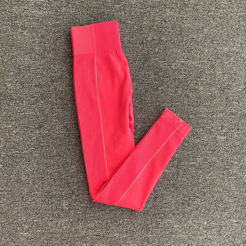 Ultra Seamless Yoga Leggings for Women Squat Proof Gym Leggings Workout Clothing Tummy Control Yoga Pants Fitness Trousers: Red / M