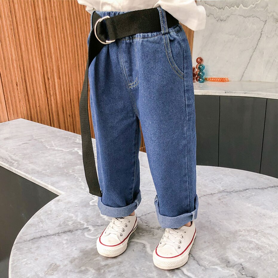 Baby Jeans Belt Jeans For Girls Casual Style Kids Jeans Girls Spring Autumn Kid Clothes