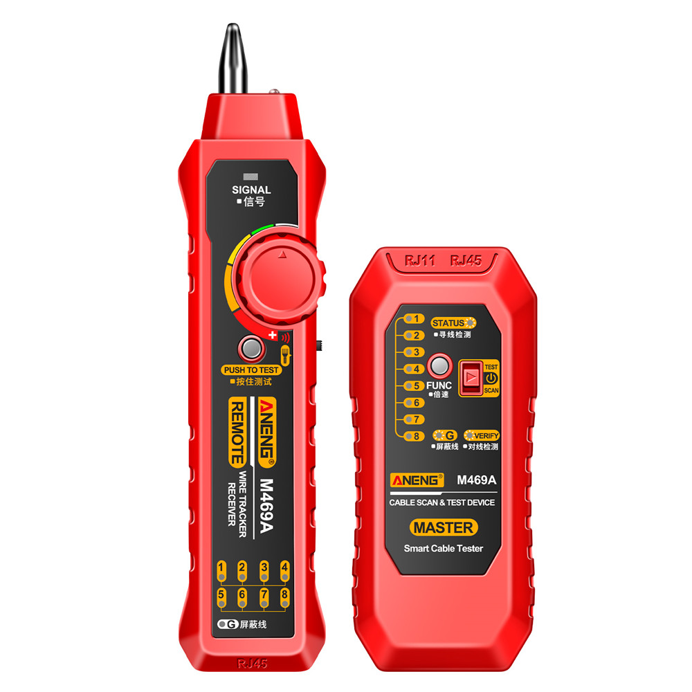 ZoeRax-probador de Cable de red, buscador de línea RJ11 RJ45, rastreador de cables multifunción con sonda, Cable de red LAN Ethernet: Rojo