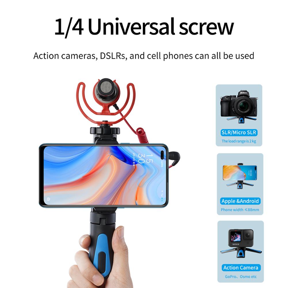 TELESIN Mini Selfie bâton trépied 360 ° tête de boule et chaussure froide pince de téléphone pour GoPro Osmo Action Insta360 iPhone Android monopode