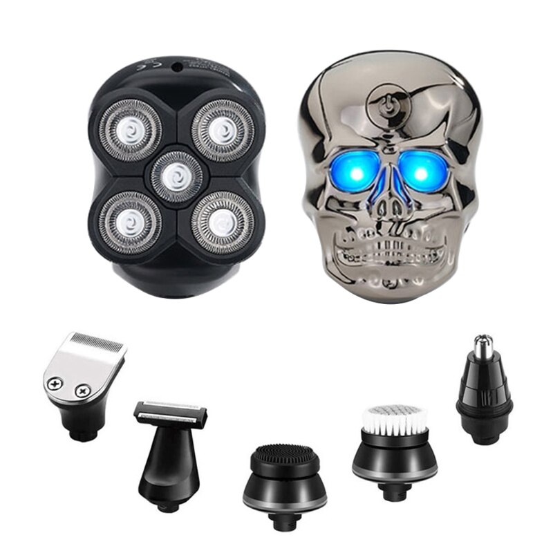 Halloween crâne rasoir électrique 6 en 1 tête chauve rasoir 5D rasoir rotatif pour hommes