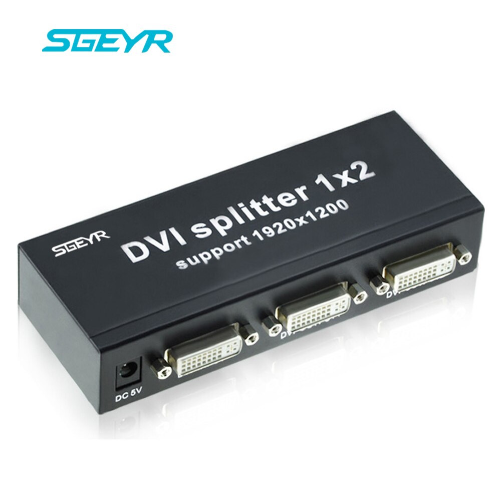 2-Port DVI Splitter 1x2 Dual Link DVI-D Resolution Up to 1920x1080 DVI Video Splitter 1 in 2 Out DVI Splitter with Power Supply