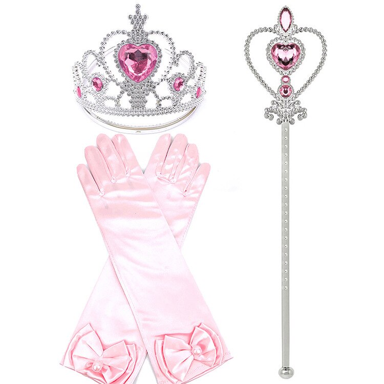 Elsa Prinses Accessoires Handschoenen Wand Kroon Sieraden Set Elsa Pruik Vlecht voor Prinses Jurk Kleding Cosplay Aankleden Sneeuwvlok: Lavendel