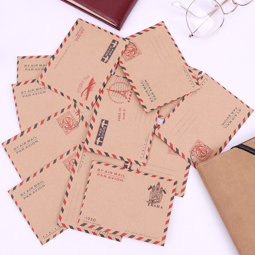 Mini sobre de papel Vintage de París, sobres de papel Kraft Kawaii, papelería coreana para tarjetas, 10 Uds.