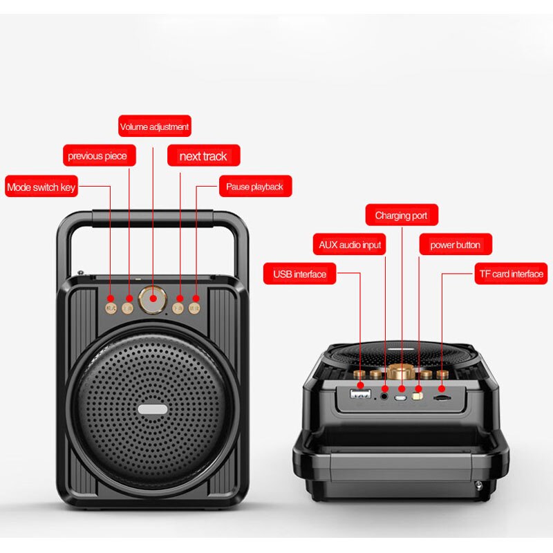 Bluetooth højttaler bærbar stor strøm trådløs stereo subwoofer tunge bashøjttalere lydboks support fm radio tf usb megafon