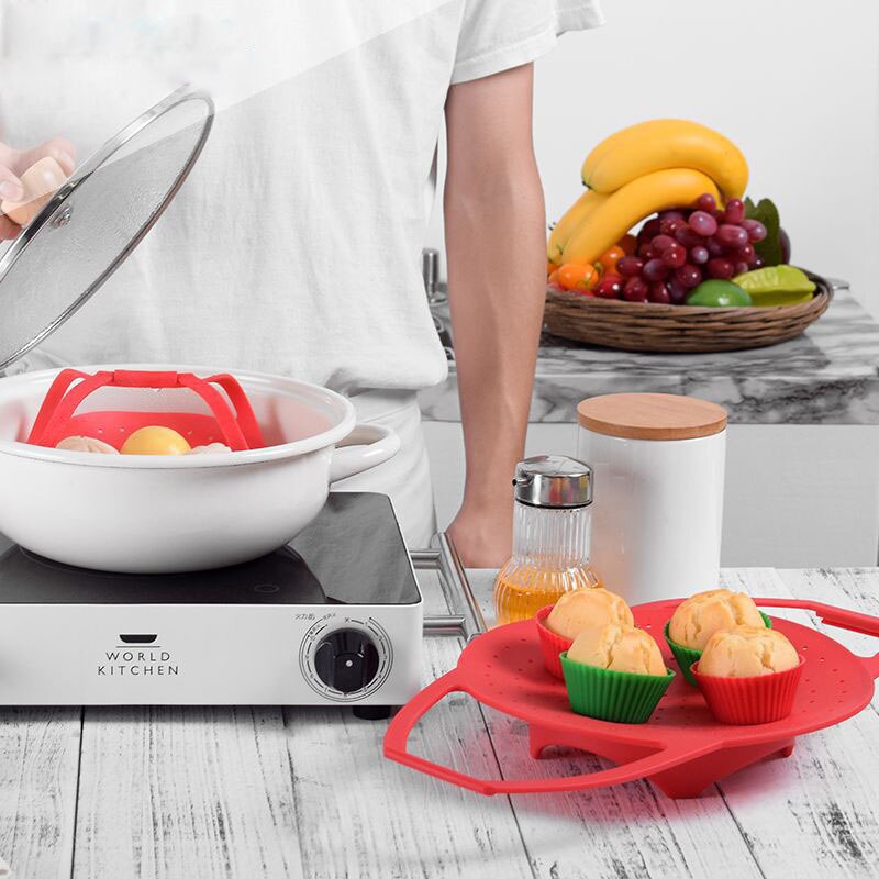 Fold Safe Multifunction Stove Useful dumpling Silicone Steamer Basket With Handles Kitchen Gadgets Kitchen Tool
