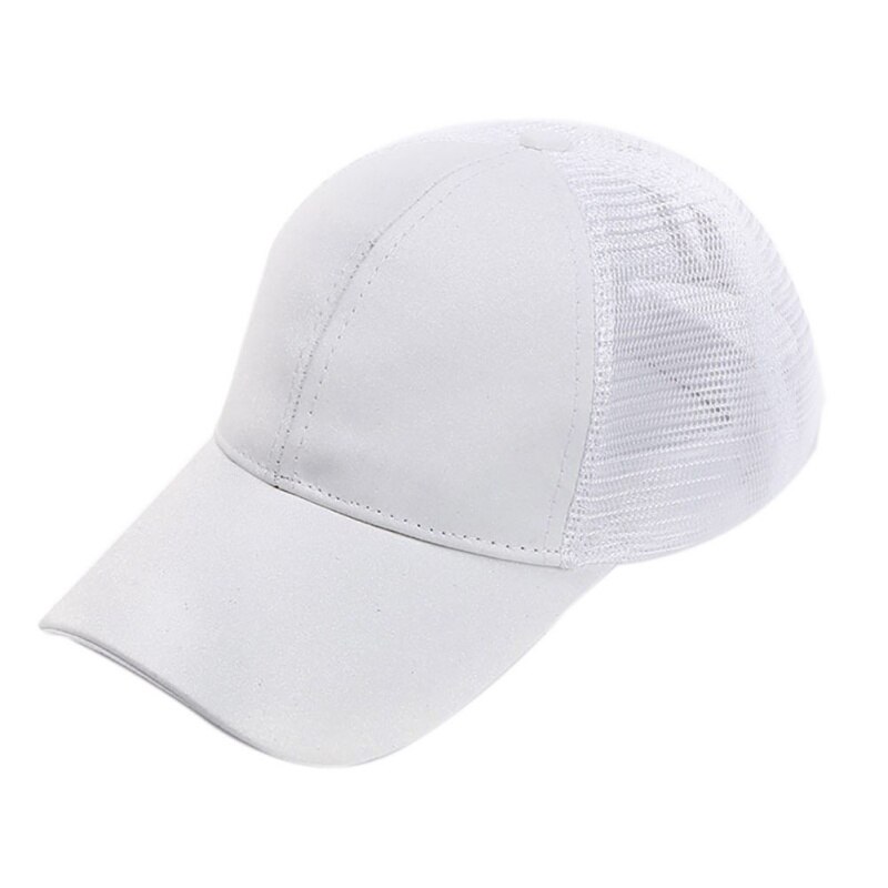 Dames Sport Cap Messy Netto Cap Verstelbare Sport Running Riding Cap Flash Paardenstaart Tennis Cap: White