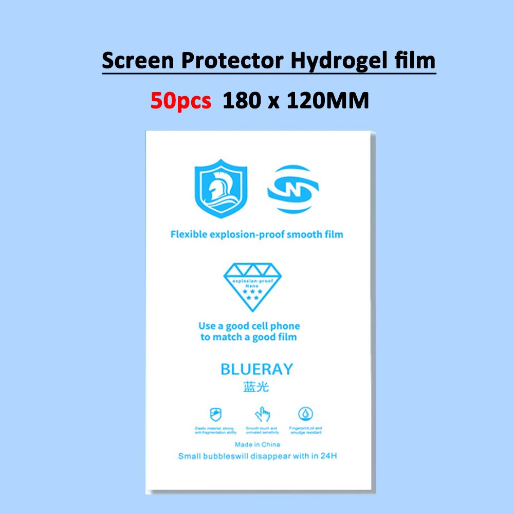 50Pcs Mixed Back Sticker for Hydrogel Film Cutting Machine Plotter Sheet Cut HD Clear Privacy Hydraulic Membrane: 50Pcs Anti-Blue