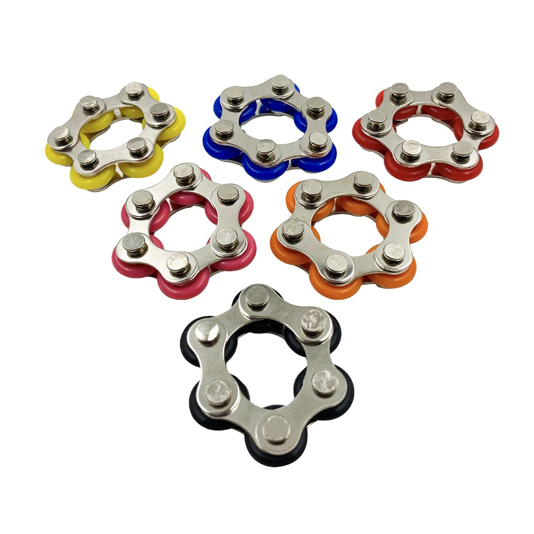 Autisme Adhd Anti Stress Reliex Fidget Speelgoed Sleutelhanger Hand Spinner Fidget Lager Tri-Spinner Speelgoed Metalen Voor Volwassen en Kinderen: 6-link chain