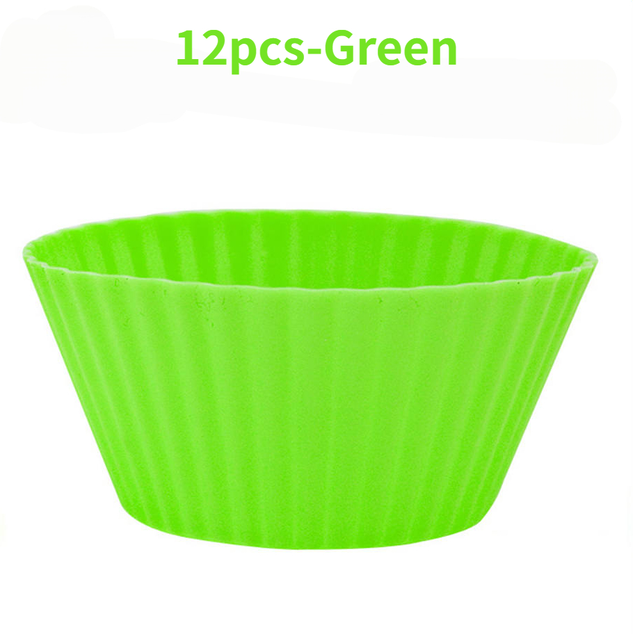 12 unids/set molde de silicona para pastel de forma redonda herramientas de decoración de pasteles DIY moldes para hornear magdalenas y magdalenas cocina utensilios para hornear fabricante: Verde
