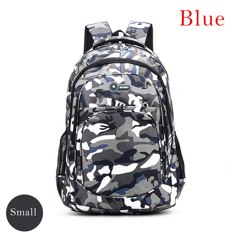 2 tailles Camouflage sacs d'école imperméables pour filles garçons orthopédiques enfants sacs à dos enfants livre sac Mochila Escolar cartable: blue small