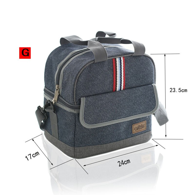 Varios estilos de bolsas para el almuerzo y el frigorífico, fiambrera aislante sólida , bolsa de picnic, bolsa de comida refrigerada para hombres y mujeres: 80061G