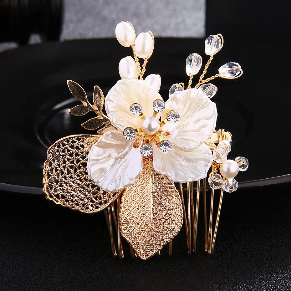 Peineta para el pelo de novia con perlas de cristal, tocado con diamantes de imitación, pinza para el pelo para novia, diademas, accesorios, joyería