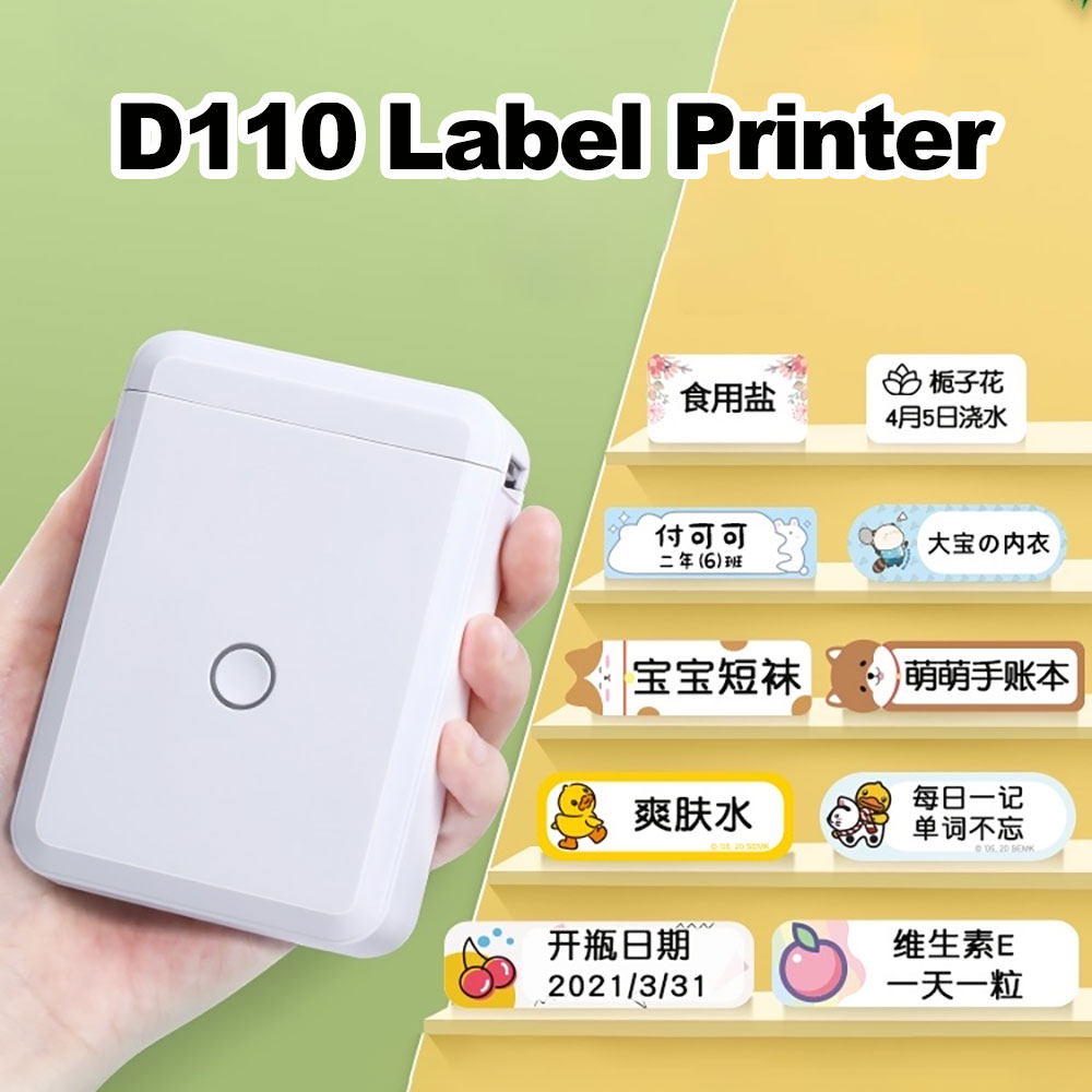 Niimbot D110 Bluetooth Thermal Label Printer Portable Pocket Label Maker for Mobile Phone Home Office Barcode Name Sticker Print