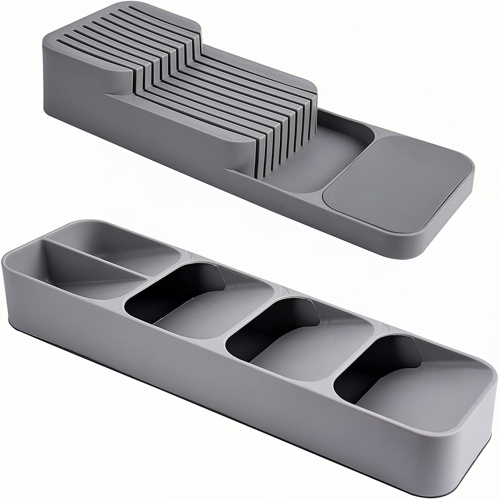 Küchenschublade-Organizer, Schubladen-Ladenablage für Besteck, Messer, Block, Gabel, Löffel, Besteck-Organizer, Trennwand, Aufbewahrungsbox