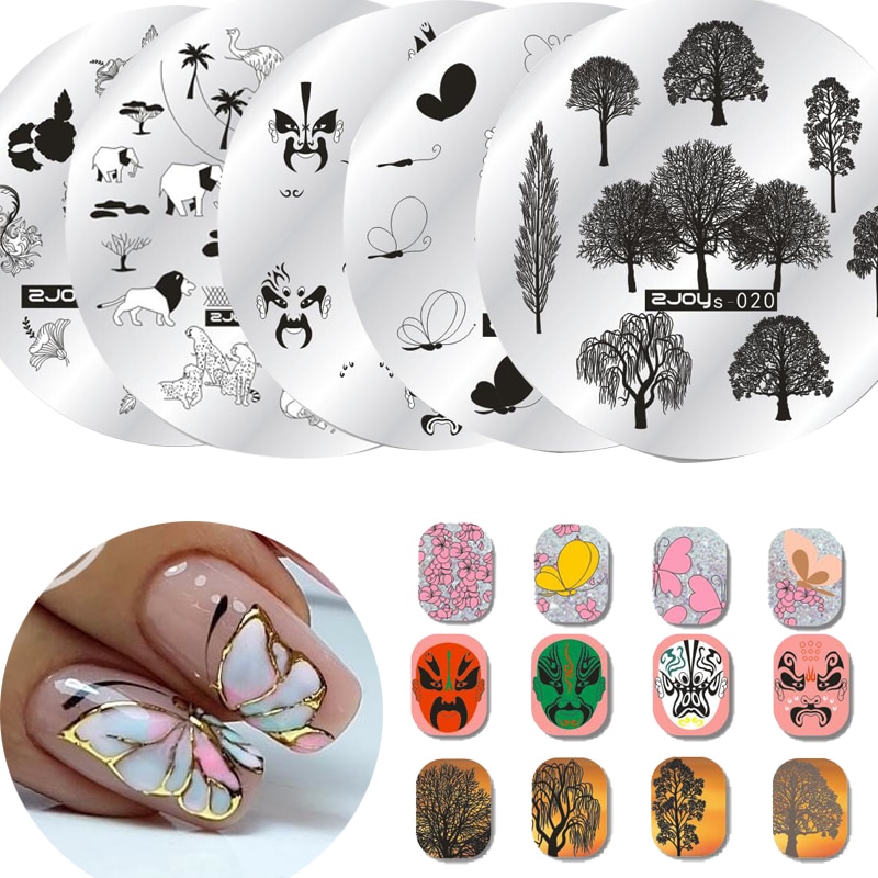 1 st Chinese Elementen Panda Nail Art Tekening Polish Stamper Vlinder Boom Afbeelding Nail stempelplaten Manicure Sjabloon Gereedschap