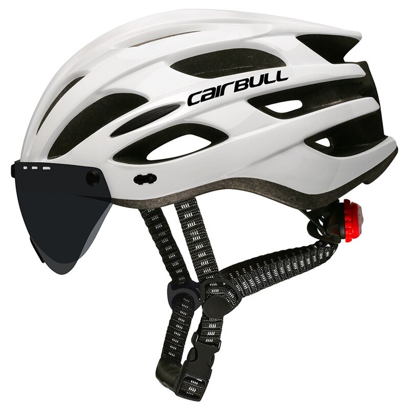In-mold mtb fietshelm met afneembaar vizier & tt lens sport ultralichte mountainbike racefietshelm met achterlicht