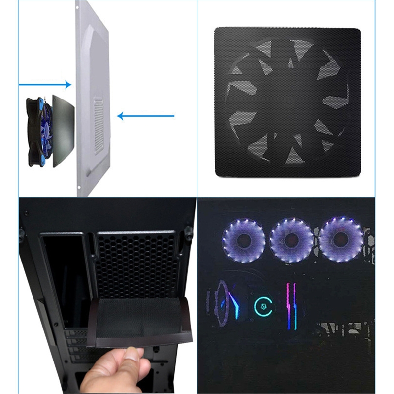 B0KA PVC Cooling Fan Dust Filter 12cm/14cm Desktop Computer Industrial Fan Filter Cover Dustproof Magnetic Net with Holes