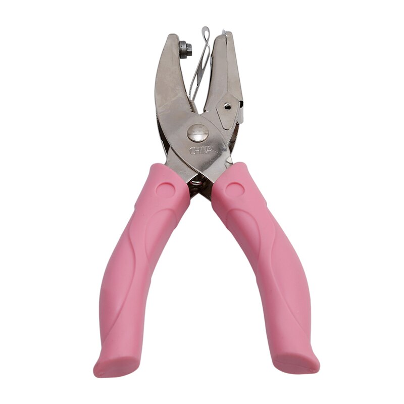 Hand Held 1 Hole Metal Paper Punch Single Heart Shape Hole Greeting Cards Scrapbook Notbook Puncher Hand Tool Pink Grip: Star hole