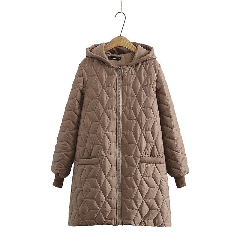 Abrigo de para mujer, Parka fina informal a prueba de viento, chaquetas largas con capucha para mujer, de Primavera y otoño,: Dark Brown / XL