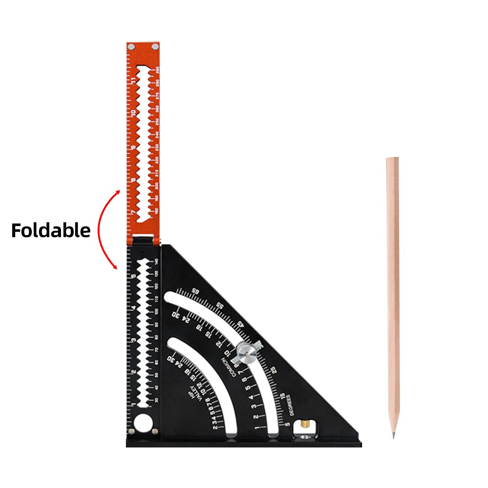 7 Inch Aluminum Alloy Speed Square Triangle Ruler Angle Protractor Ruler Multi Positioning Tool Woodworking Line Measuring Gauge: Upgrade ruler set1