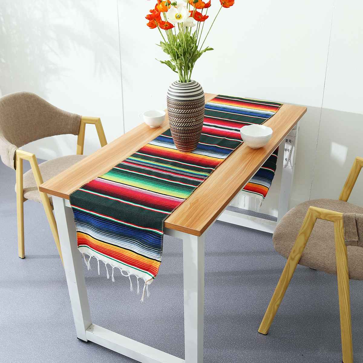 1piece Cotton Mexican Table Runner 213X35cm Rainbow Table Runners Party Serape Tablecloth DIY Wedding Party Home Decor