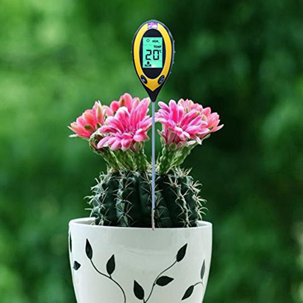4 In 1 Digital Moisture Meter Plastic + Aluminum Alloy Soil Water Ph Temperature Sunlight Light Humidity Meter Soil Hygrometer