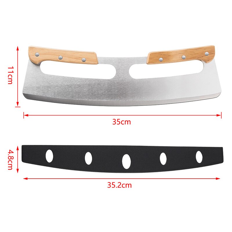 Two-handle Pizza Cutter Wooden Handle Half-round Pizza Hob Easy to Operate Rocker Knives for Kitchen Tool YE