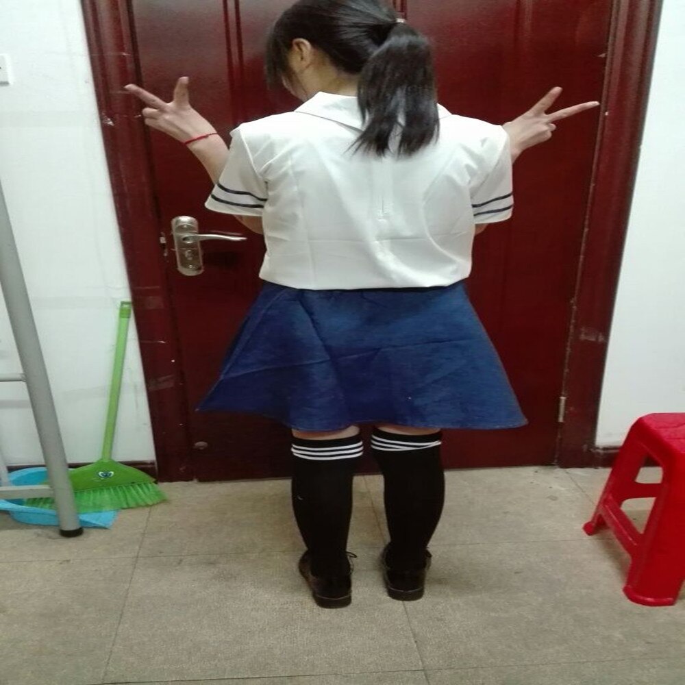 Japan South Korea School Uniform Turn-down Collar Short Sleeve Tops And Skirt British Navy Style Sailor Uniform Student Uniform