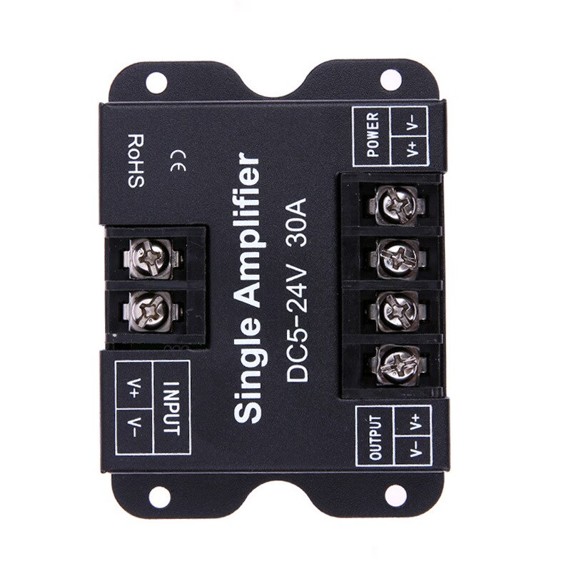 30A LED Strip Amplifier DC5-24V Single High Speed Amplifier for Single Colour LED Strip Power Repeater Console Controller.