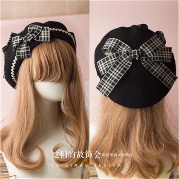 Lolita hat fransk baret uld kasket beanie ski butterfly pige kvinder klassisk 17 farver: 9