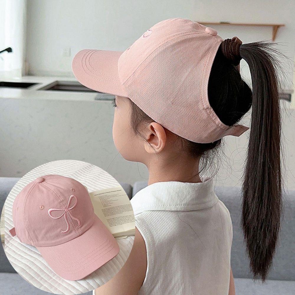 Arcos, gorras de béisbol para niños, gorras huecas vacías con cola de caballo alta, gorras ajustables para el sol de verano para niños, gorra de béisbol de Hip Hop para niñas