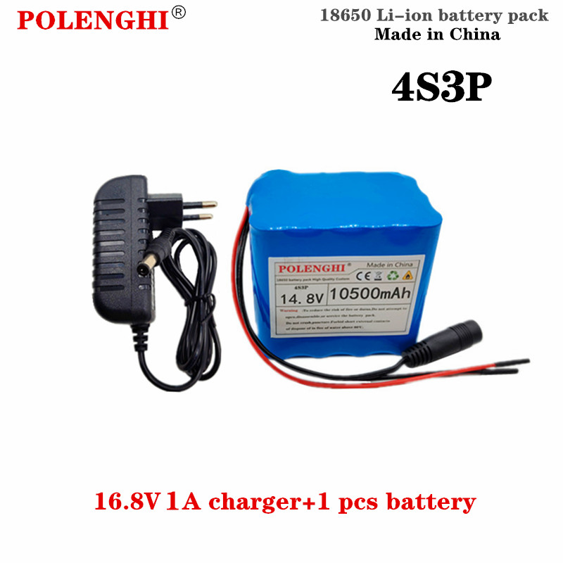 4S3P 14,8 V 16000 mAh 18650 Li-Ionen-Akku 16,8 V 1 A Ladegerät: grün