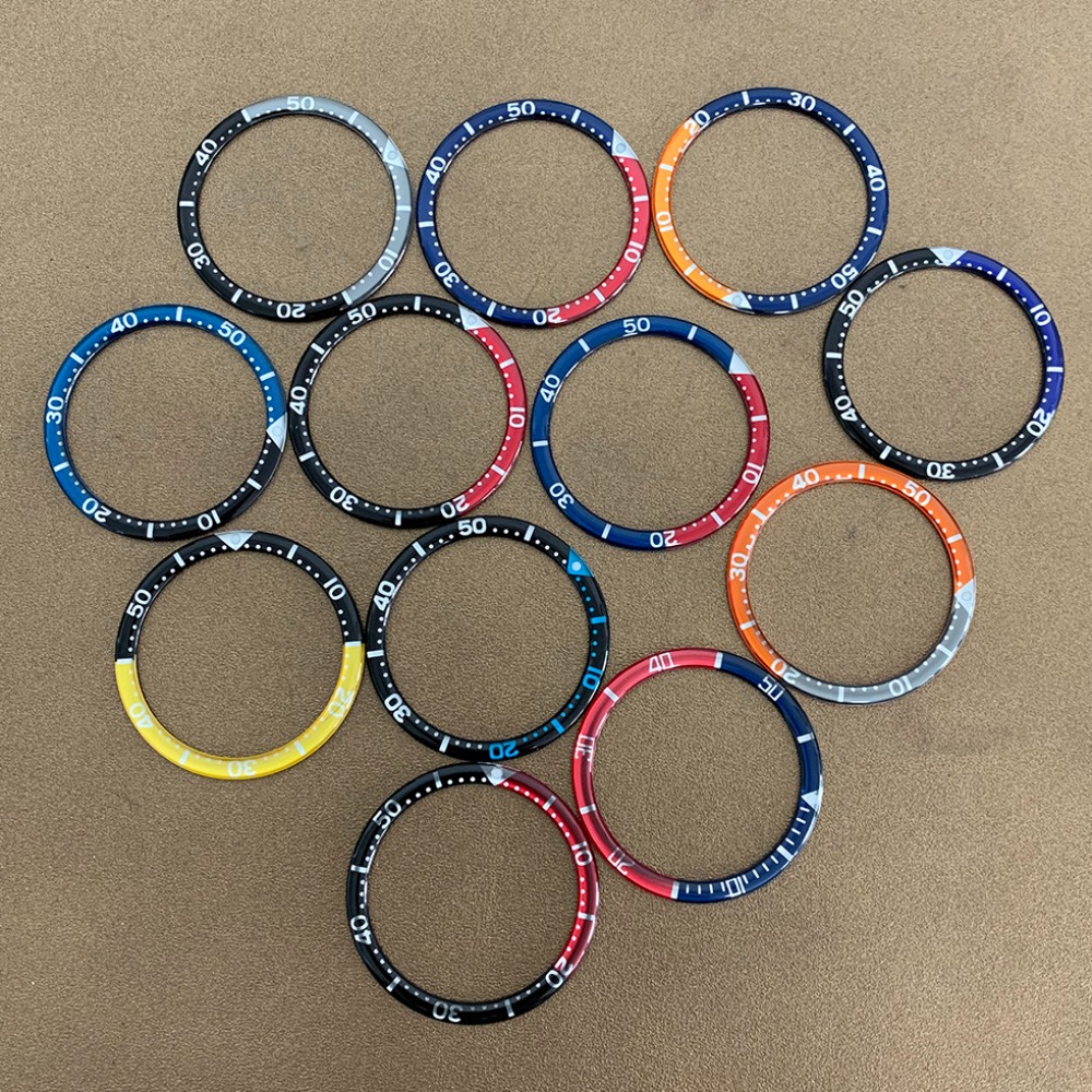 Bisel de reloj curvo de borde redondo de 39mm, anillo de aluminio a juego, accesorios de reloj modificados, insertos de relojes, piezas de reloj