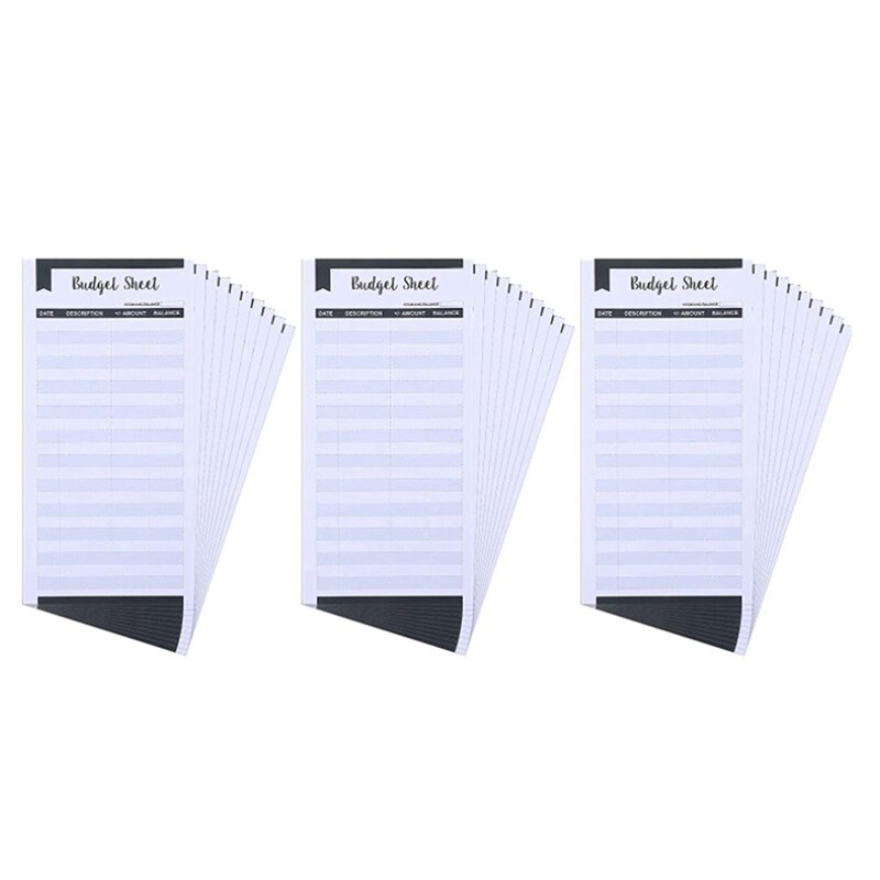 60 Pcs Black Expense Tracking Form Expense Tracker Form Envelope Budget Binder for Personal and Commercial Use
