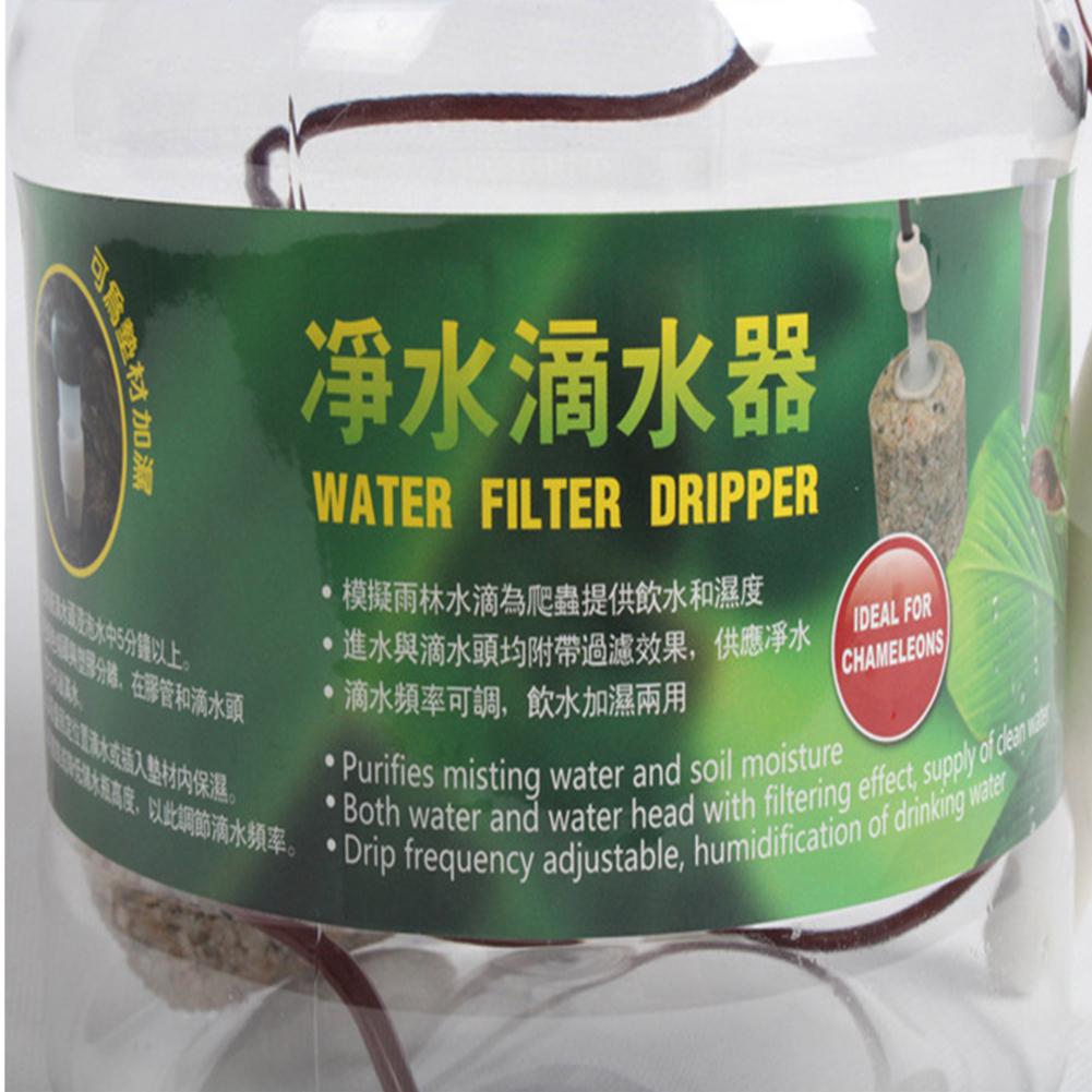 TPFOCUS 1300ML filtro de agua de reptil sistema de goteo fuente de bebida dispensador de agua humidificador para camaleón lagartija Gecko