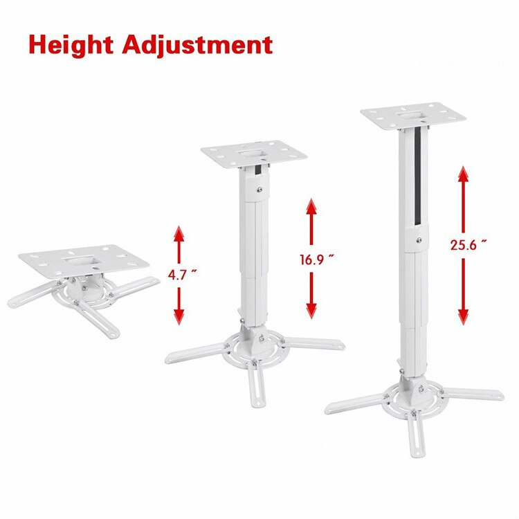 Universal Projector Ceiling Mount Bracket White Fits both flat Vaulted ceiling Height Adjustable Projector hanging bracket PR05